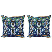 East Urban Home Ambesonne Moroccan Decorative Throw Pillow Case Pack Of 2, Oriental Petals Hippie Vintage Mosaic Design,