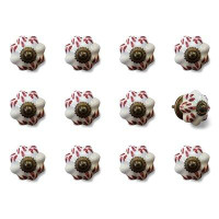 HomeRoots 1.5" X 1.5" X 1.5" White, Burgundy And Copper- Knobs 12-Pack