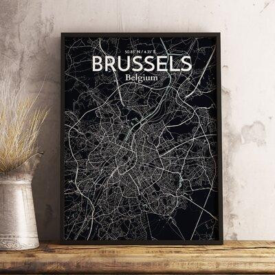 Made in Canada - Wrought Studio 'Brussels City Map' Graphic Art Print Poster in Midnight in Arts & Collectibles