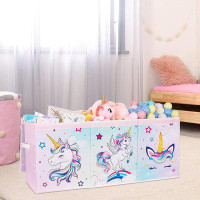Zoomie Kids Unicorn Toy Box Chest – Large Toy Chest Organizer With Flip-Top Lid Collapsible Sturdy Storage Bin With Hand