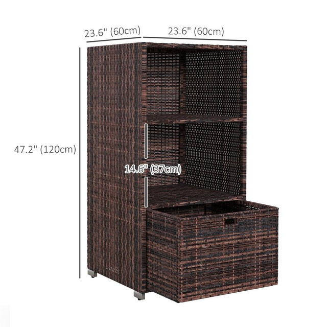 Rattan Storage Cabinet 23.6" x 23.6" x 47.2" Brown in Storage & Organization - Image 3