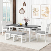 Gracie Oaks Dining Set with Bench Dining Table with Bench Farmhouse Table and Bench Set Dining Table Set