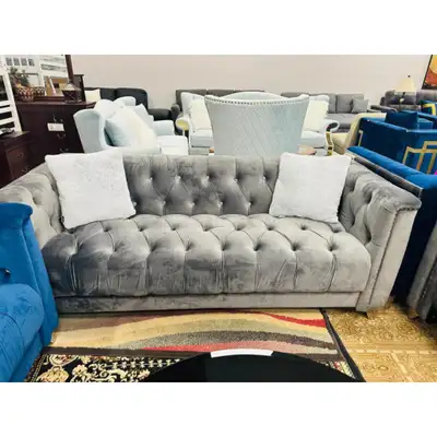 Grey Tufted Sofa on Unexpected Price !! Huge Furniture Sale !!