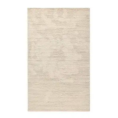 Villa by Classic Home Rectangle Dawson Solid Color Hand Woven Polyester/Wool Area Rug in Beige