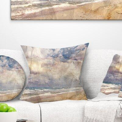 East Urban Home Seascape Retro Ocean Watercolor Throw Pillow in Home Décor & Accents