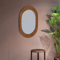 Bay Isle Home™ Fiqueroa Oval Bamboo and Rattan Framed Wall Mirror