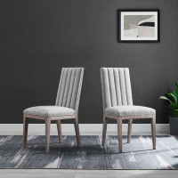 Modway Maisonette French Vintage Tufted Fabric Dining Side Chairs Set Of 2 In Light Grey