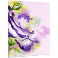 Design Art 'Abstract Blue Flower Watercolor' Painting Print on Metal