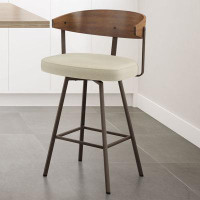 Amisco Amir Swivel Counter & Bar Stool with Wooden Back