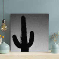 Foundry Select Silhouette Of Cactus Plant - 1 Piece Square Graphic Art Print On Wrapped Canvas