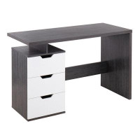 Latitude Run® Quinn Contemporary Desk In Charcoal Wood With White Wood Drawers By Lumisource