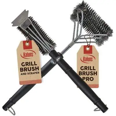 KALUNS Kaluns Grill Brush, BBQ Grill Brush, Grill Brush And Scraper Set, Includes Two Brush Heads, One Removable 18" Lon