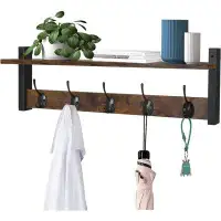 17 Stories Coat Rack With Shelf Wall Mount,Wood Hanger With Storage Shelf For Bathroom, Hallway