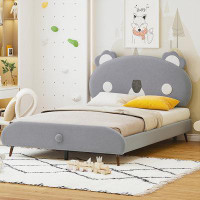 Trinx Upholstered Platform Bed with Koala-Shaped Headboard