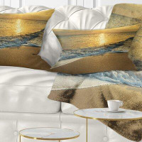 Made in Canada - East Urban Home Beach Waves Under Yellow Sunset Modern Lumbar Pillow