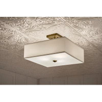Mercer41 11.25" 3-Light Medium Square Semi Flush with White Fabric Shade and Clear Satin Etched Diffuser