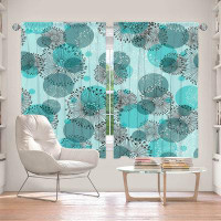 East Urban Home Lined Window Curtains 2-panel Set for Window Size Metka Hiti Black White Flowers Teal