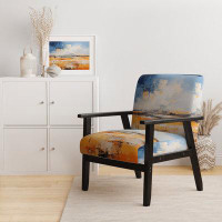 Design Art Yellow Blue Prairies Gold And Sky V - Upholstered Traditional Arm Chair