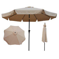 Arlmont & Co. 10 Ft Patio Umbrella Market Round Umbrella Outdoor Garden Umbrellas With Crank And Push Button Tilt For Ga