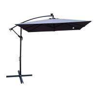 Latitude Run® Square 2.5X2.5M Outdoor Patio Umbrella Solar Powered LED Lighted Sun Shade Market Waterproof 8 Ribs Umbrel
