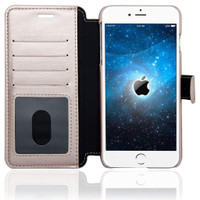 navor Slim & Light Premium Flip Wallet Case Compatible for iPhone 6 Plus / 6s Plus 5.5 inch (Zevo S2 Series) - Rose Gold