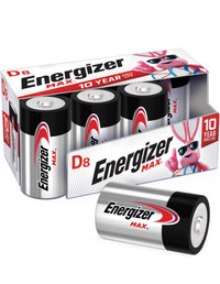Energizer D Batteries, D Cell Battery Premium Alkaline, 8 Count (FREE SHIPPING WITH ORDER OF MINIMUM TWO 8 PK)
