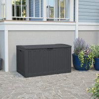 Suncast Suncast 134 Gallon Water Resistant Resin Lockable Deck Box in Dark Gray
