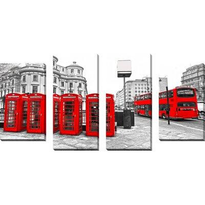 Made in Canada - Picture Perfect International "London Bus" by 4 Piece Photographic Print on Wrapped Canvas Set in Arts & Collectibles