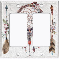 WorldAcc Indian Native Dream Catcher Feather Arrows 2-Gang Toggle Light Switch Wall Plate