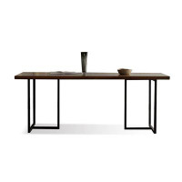 17 Stories 62.99" Nut-Brown Rectangular Solid Wood + Solid Wood Dining Table