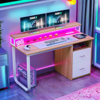 Wade Logan 47.24'' Writing Desk with Charging Station & LED Light