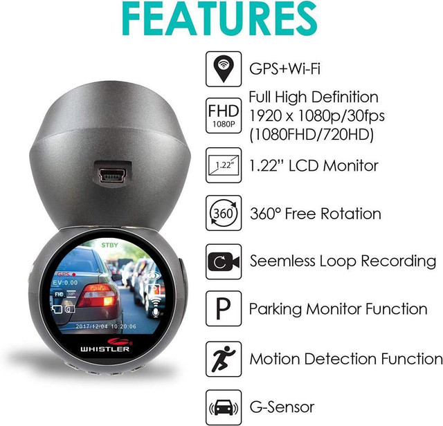 New WHISTLER HD DASH CAMERA -- loaded with cool features -- only $69.95 -- a fraction of Amazon price !! in Cameras & Camcorders