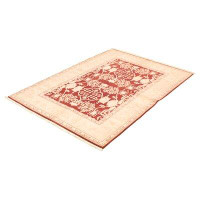 World Menagerie One-of-a-Kind Conteh Hand-Knotted 2010s Ushak Dark Red/Tan 6'3" x 6'5" Wool Area Rug
