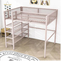 Isabelle & Max™ Afzaal Twin Size Metal Loft Bed with Shelves and Ladder