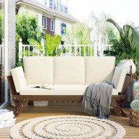 Latitude Run® Outdoor Adjustable Patio Daybed Sofa Chaise Lounge With Cushions, Patio Sofa