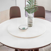 RARLON Natural marble dining table 6 chairs combined solid wood round dining table family dining table