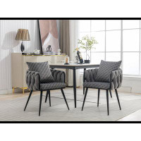 Mercer41 Velvet Dining Chairs Set of 2 Upholstered Side Chair with Black Metal Legs