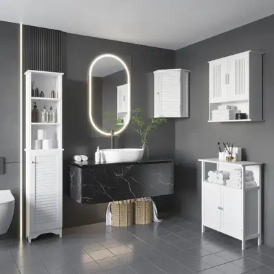 Bathroom Cabinet 13.4" x 7.9" x 65" White