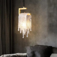 Wrought Studio Modern Gold Pendant Light 1-Light Handmade Glass Waterfall For Bedroom And Living Room