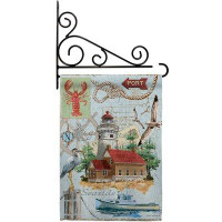Breeze Decor Seaside Lighthouse - Impressions Decorative Metal Fansy Wall Bracket Garden Flag Set GS107053-BO-03