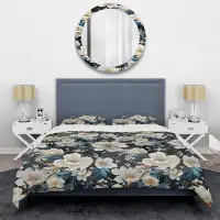 East Urban Home Blue And White Plants Tranquillity II - Floral Duvet Cover Set