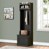 Latitude Run® Hall Tree with Storage cabinet and Open storage shelves for Hallway, Entryway, Living Room