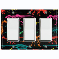 WorldAcc Metal Light Switch Plate Outlet Cover (Dinosaur Fossils Earth Colourful - Single Toggle)