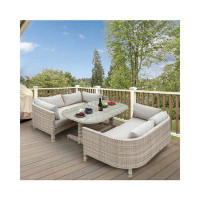 Rosecliff Heights Outdoor rattan woven balcony sofa combination