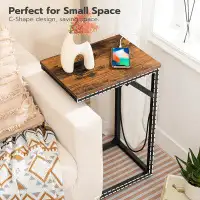17 Stories 17 Storeys Side Table Set Of 2, End Table With Charging Station, C-Shaped Side Table Sofa Couch With USB Port