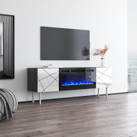 Latitude Run® London TV Stand for TVs up to 70" with Electric Fireplace Included