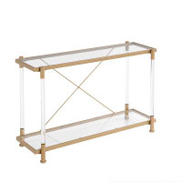 Ceballos 43.31'' Golden Glass Sofa Table, Acrylic Side Table, Console Table For Living Roome& Bedroom