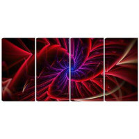 Made in Canada - Design Art Metal 'Purple/Red Entanglement Abstract' 4 Piece Graphic Art Set