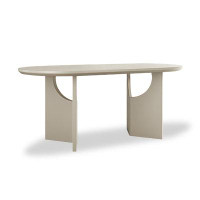 Orren Ellis 62.99" Creamy White Oval Solid wood Dining Table