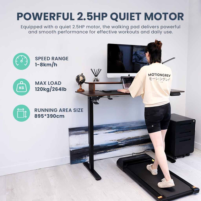 MotionGrey Walking Pad Treadmill - Slim Portable Under Desk Electric Fitness Pad for Cardio Workout in Home and Office dans Appareils d'exercice domestique - Image 4